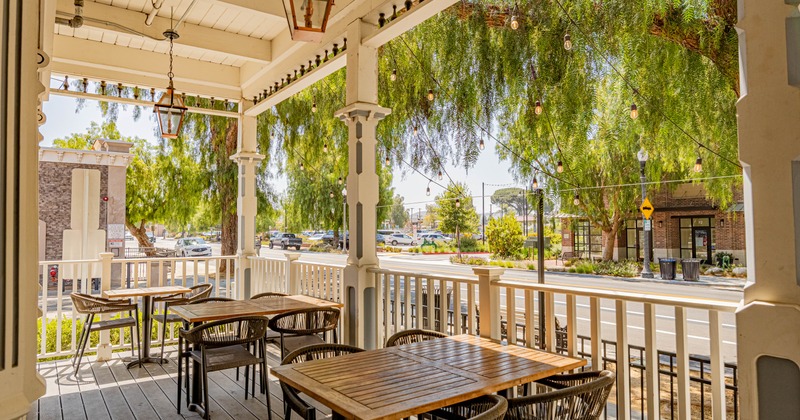 Interior, tables and chairs in dining area