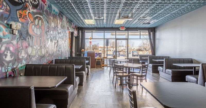 Interior, booth seating area near window