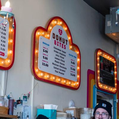 Interior details, wall menu.