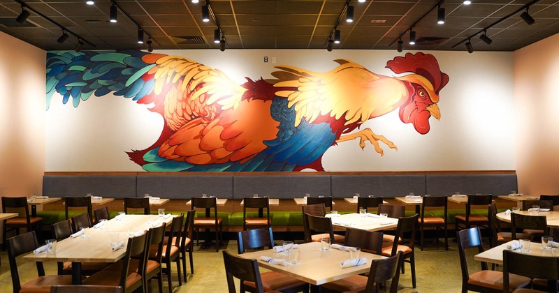 Interior, set tables ready for guests