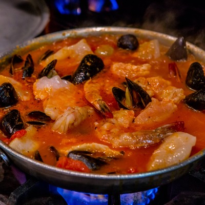 Clams, fish and shrimp stew