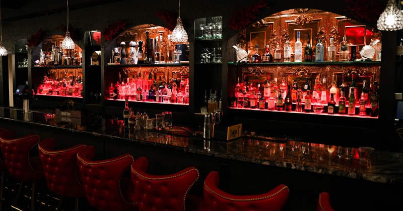 Bar area with bar stools