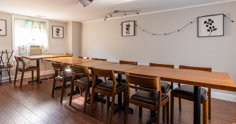 Interior, long table for multiple people