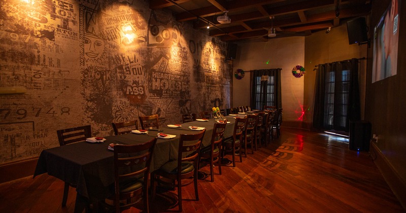 Interior, tables ready for guests