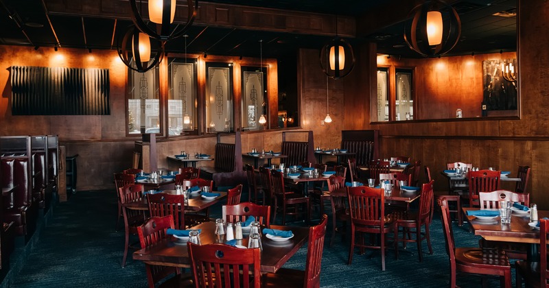 Dining room with set tables