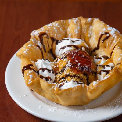 Fried ice cream served