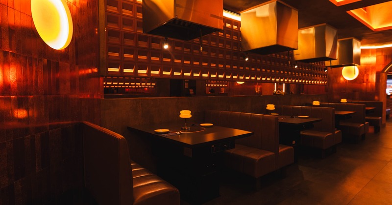 Area with seating booths