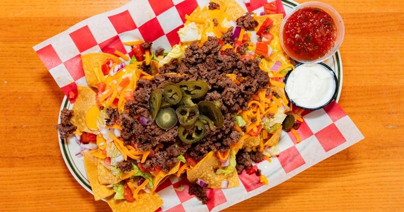 Beef Nachos, served