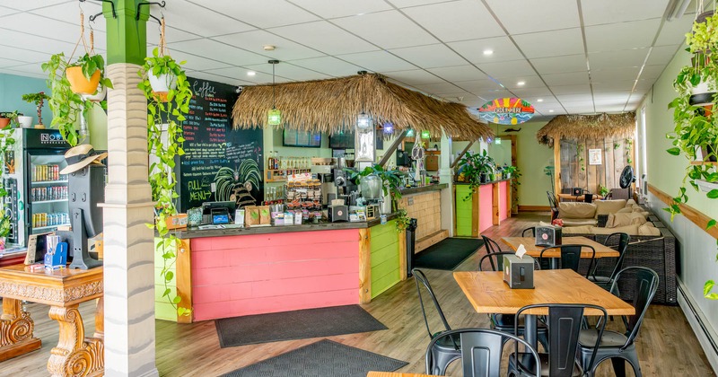 Interior, seating area with ordering counter on the left