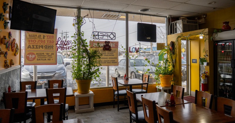 Restaurant interior with plants