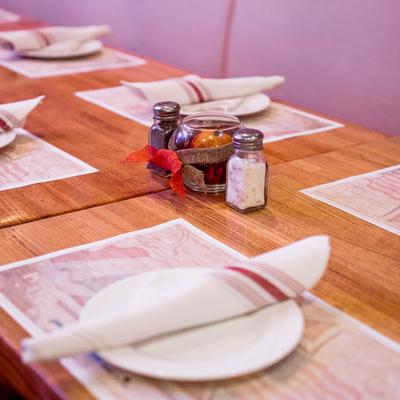 Dining tables ready for guests.