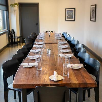 A large dining table.