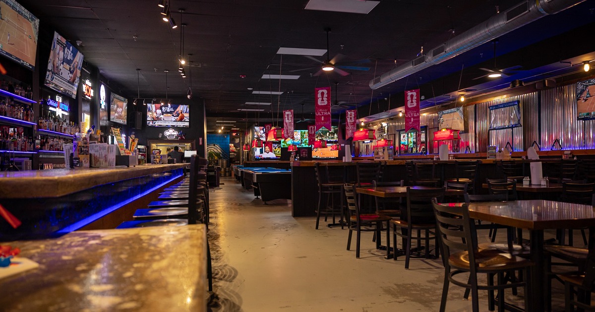 Interior, bar and seating area