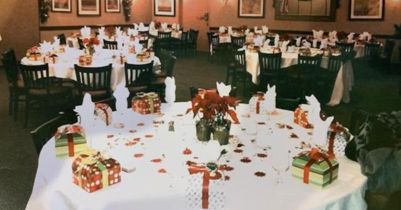 Gift boxes on tables