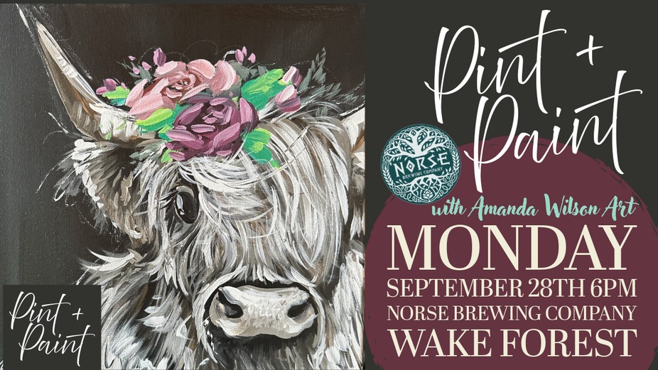 Pint & Paint | Floral Highland Cow event photo