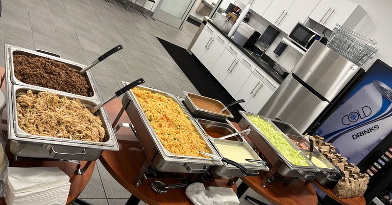 Prepared food in self-serving containers