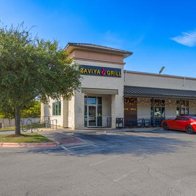 Exterior, view of the restaurant and parking lot.