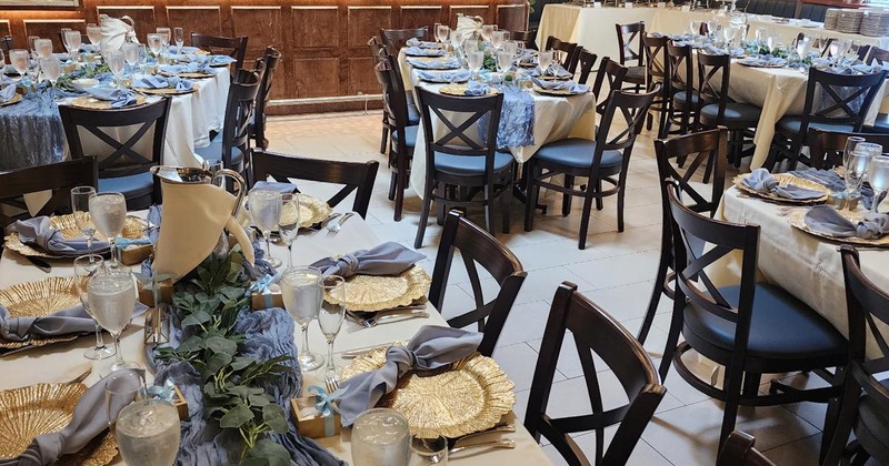 Elegantly decorated dining tables