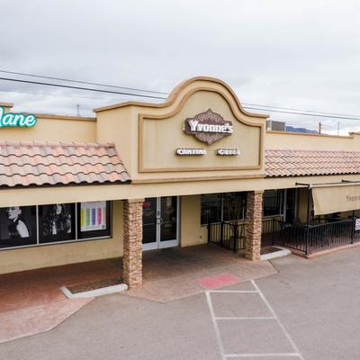 Exterior with signage.