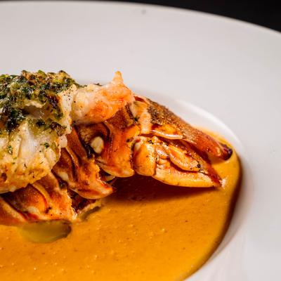 Lobster tail with seafood bisque