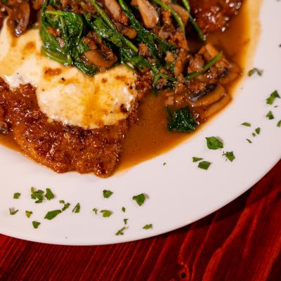 Chicken Amore dish, close up.