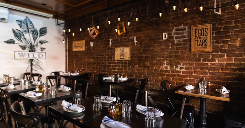 Interior, tables and chairs all lined up