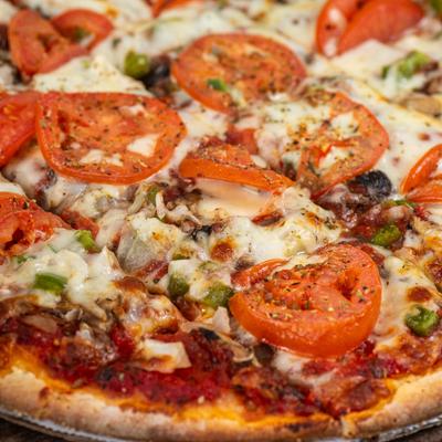 Veggie pizza, close-up.