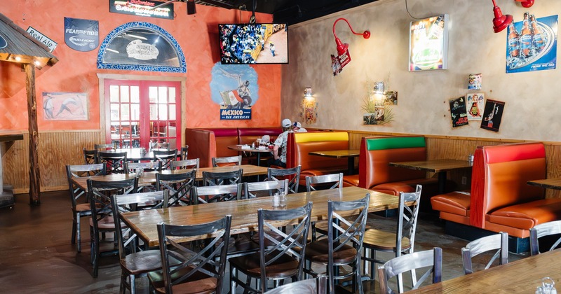 Interior, colorful dining area