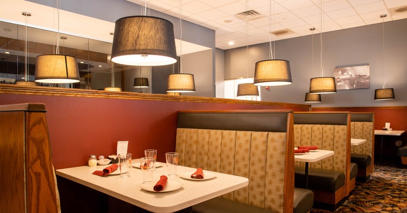 Interior, set restaurant booths