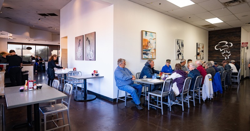 Interior, dining area with guests