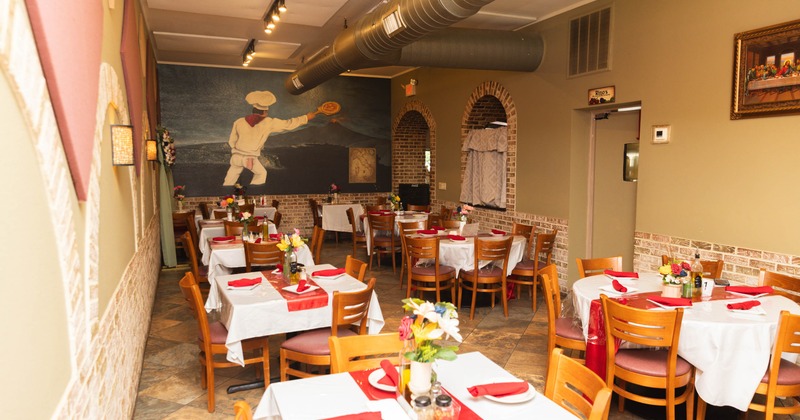 Interior, tables and chairs