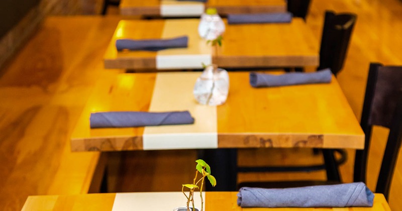 Interior, guest tables closeup