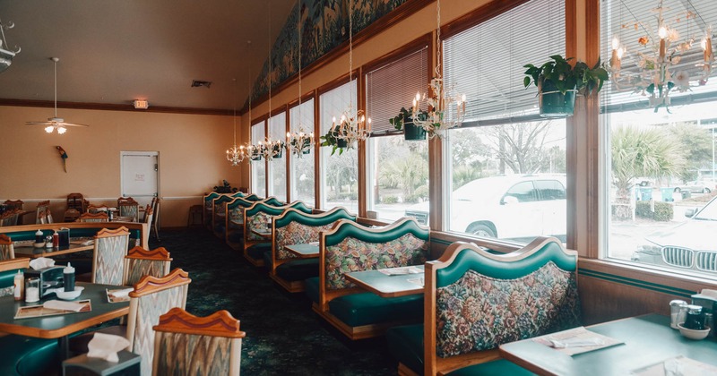 Interior, seating area by the windows