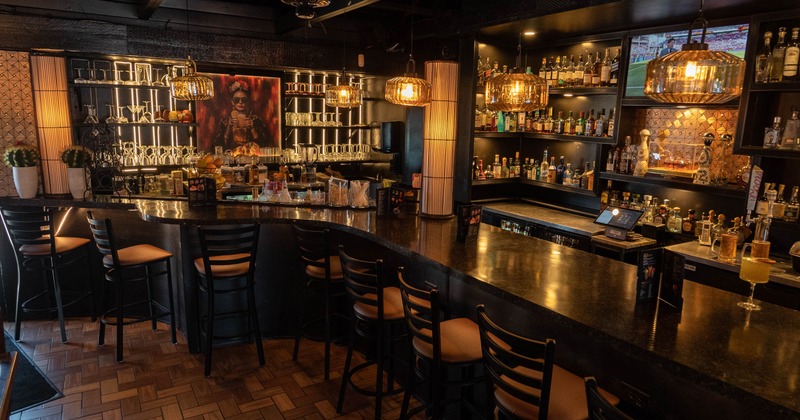 Interior, a bar with bar stools