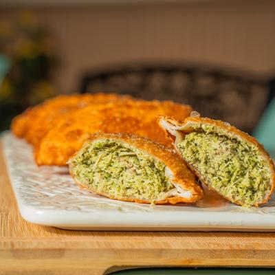 Chicken and broccoli empanada.