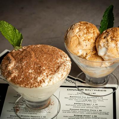 Tiramisu and Ice Cream.