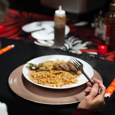 Hibachi steak, with rice, and grilled vegetables.