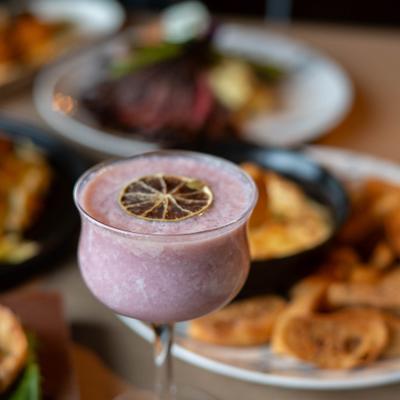 Pink cocktail drink.