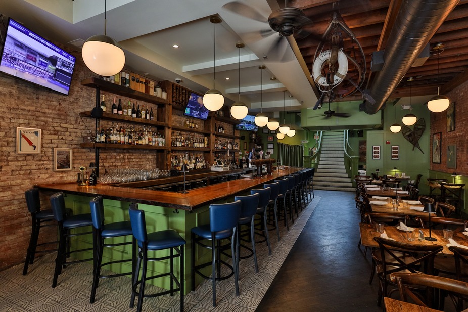 Interior, bar and seating areas.