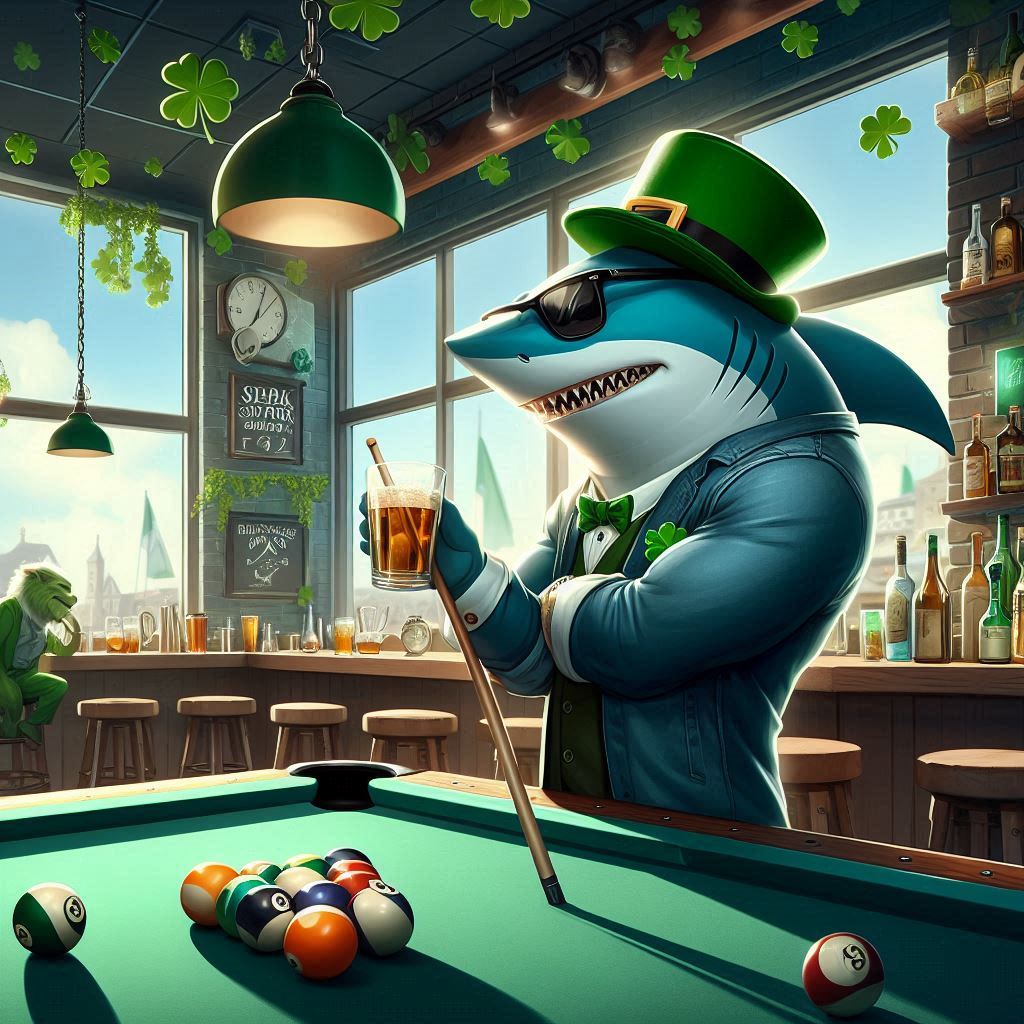 A shark in st patricks day attire.