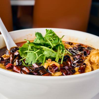 Braised fish in red chili oil.