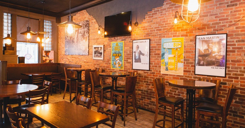 Interior, tables and stools