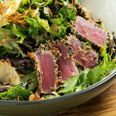 Tuna Salad served, closeup.