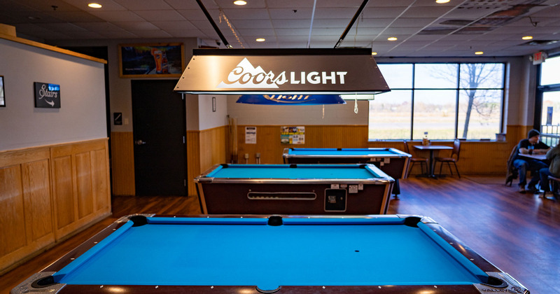 Pool tables lined up
