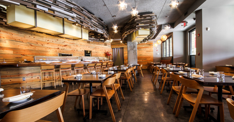 Interior, tables lined up