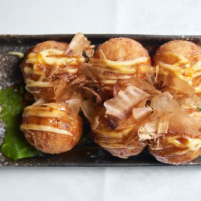 Takoyaki, grilled octopus balls.