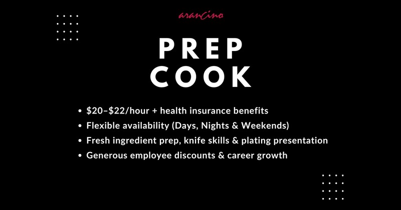 A promotional image announcing a job opening for a Prep Cook.