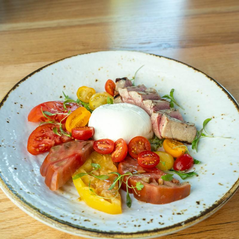 menu item 12 of 45, Seared Tuna and Burrata Caprese