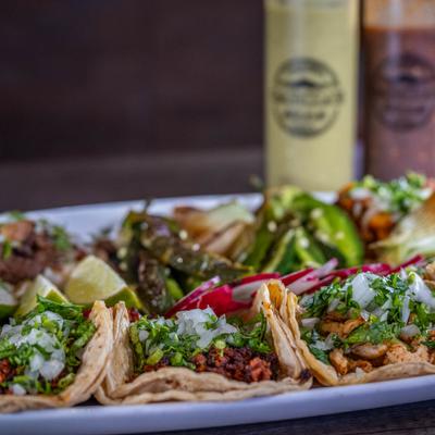Selection of tacos, close-up.