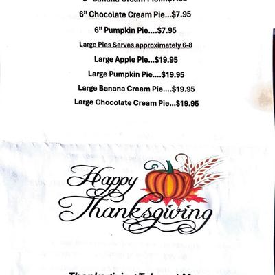 Our Thanksgiving take out group packages.